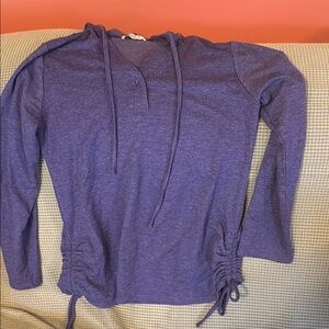 Purple Ruched Long Sleeve Hoodie